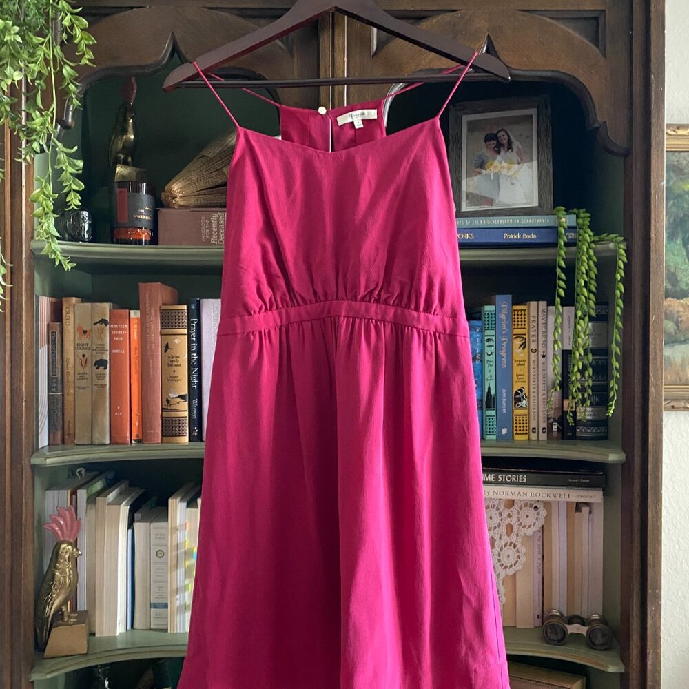 Madewell Silk Fuchsia Pink Strappy Mini Dress Size 8 - Picture 2 of 11